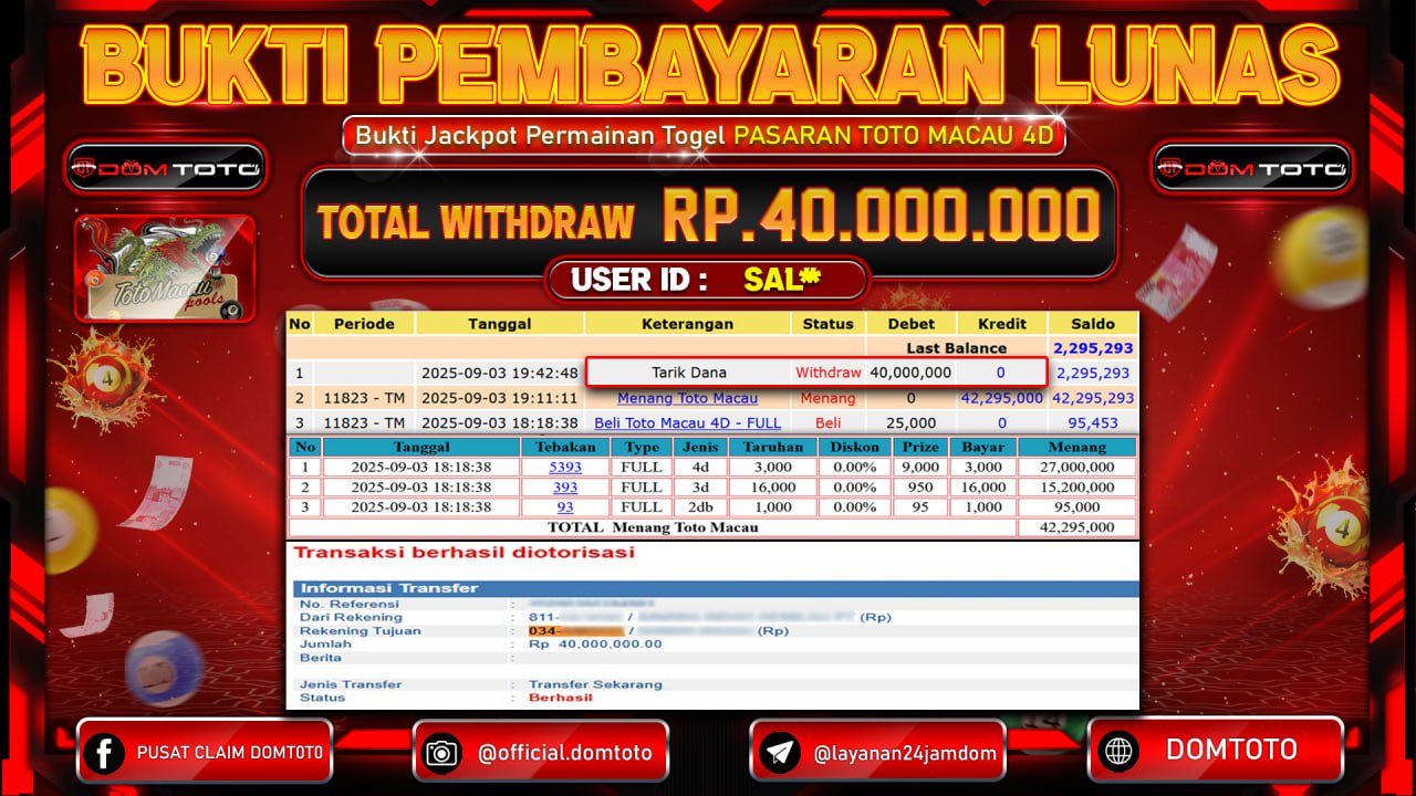 JACKPOT TOGEL TOTO MACAU 03 SEPTEMBER 2025